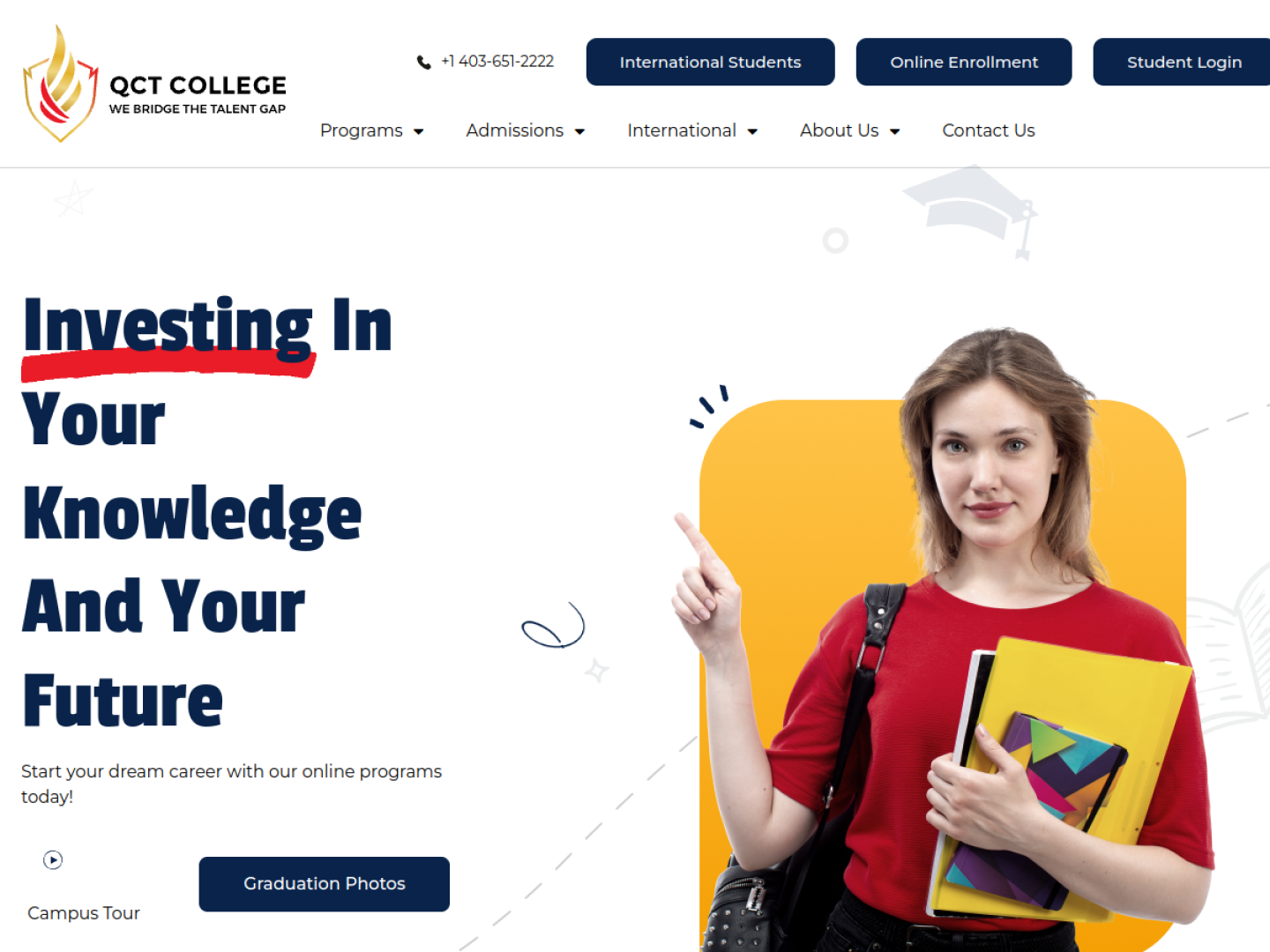 QCT College website home page