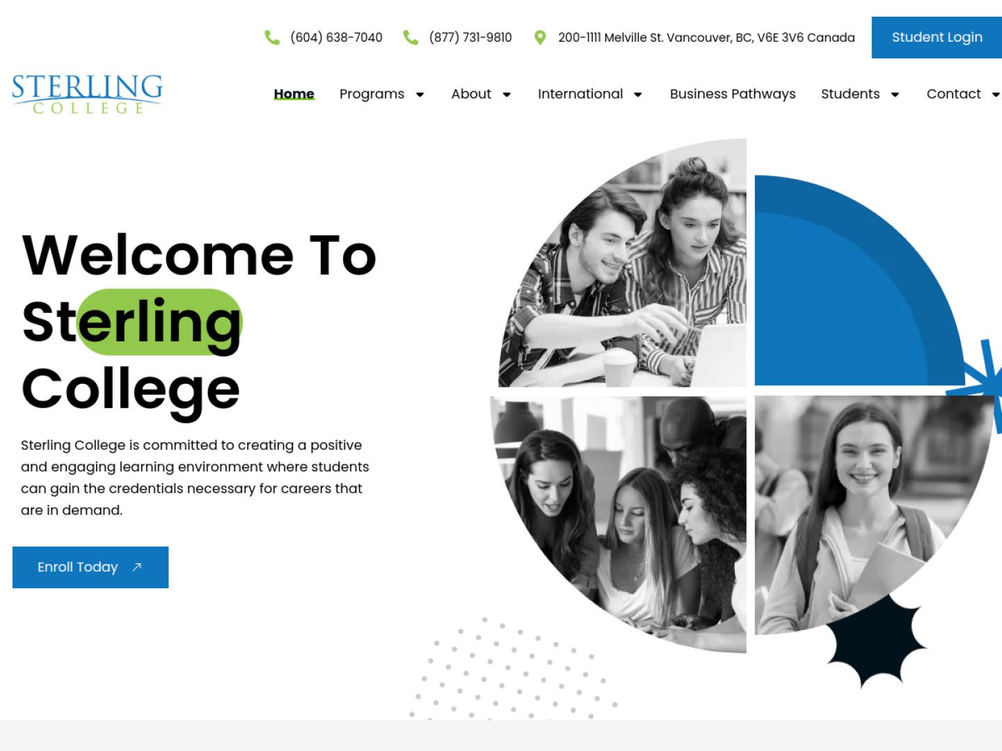 Sterling College website home page